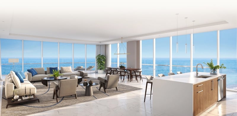 Selene Oceanfront Residences exterior — twin towers on Fort Lauderdale Beach