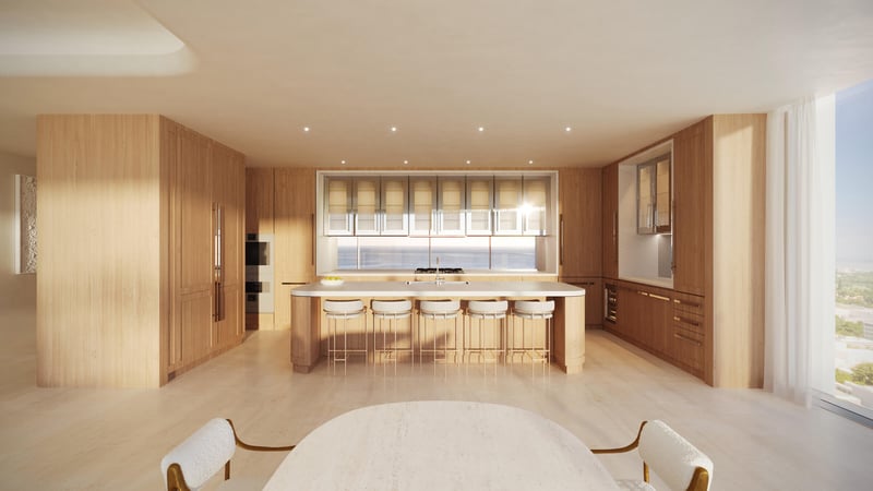 Custom kitchen with yacht-inspired finishes and premium appliances